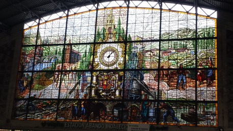 Inside the Bilbao train station.